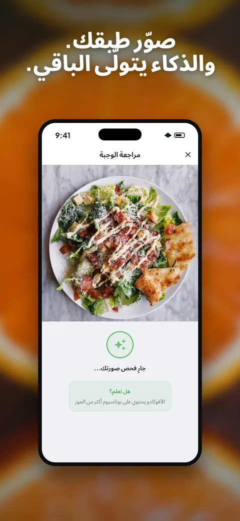 تطبيق Wellix يحلّل صورة سلطة على آيفون — 1/10