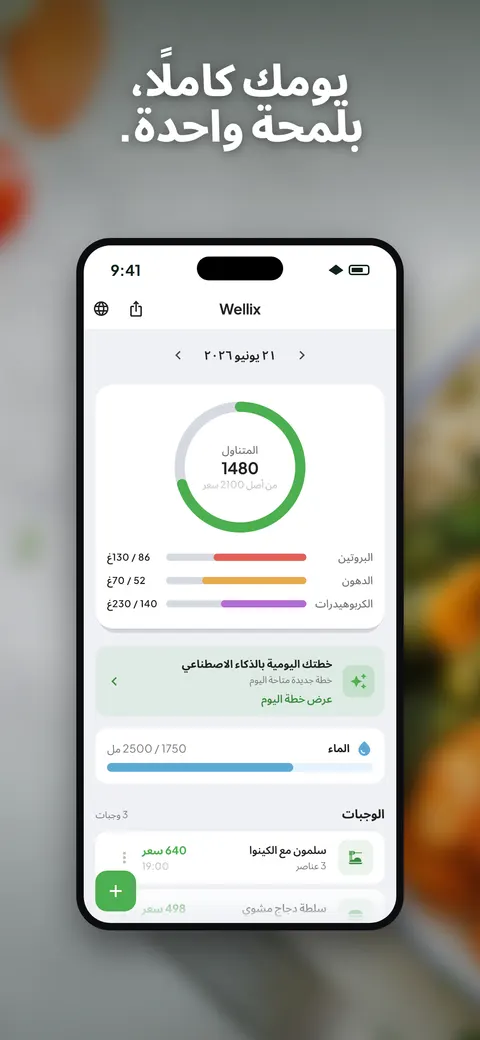 تطبيق Wellix يحلّل صورة سلطة على آيفون — 4/10