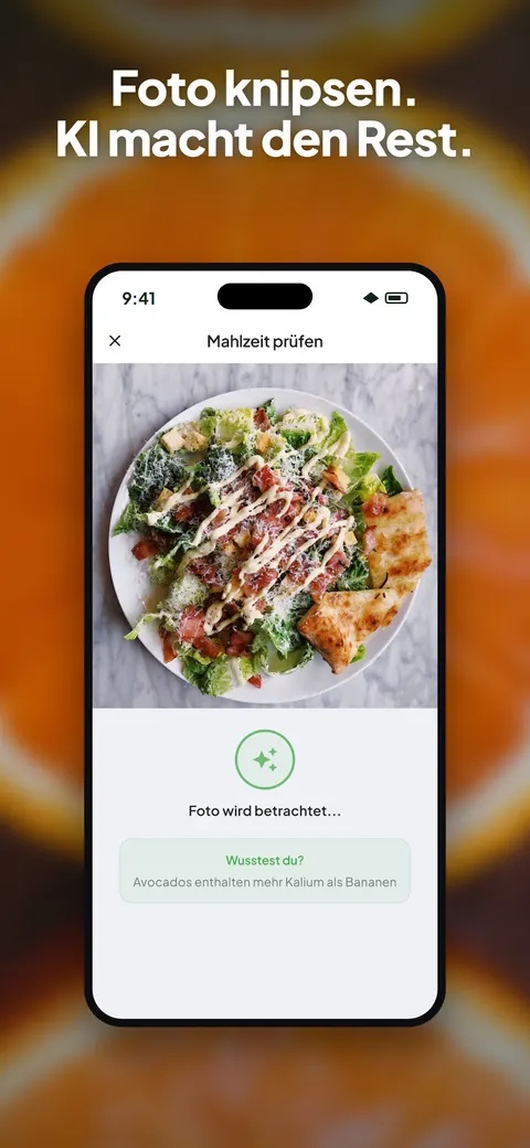 Wellix-App analysiert ein Foto eines Salats auf dem iPhone — 1/10