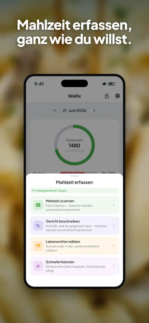 Wellix-App analysiert ein Foto eines Salats auf dem iPhone — 3/10