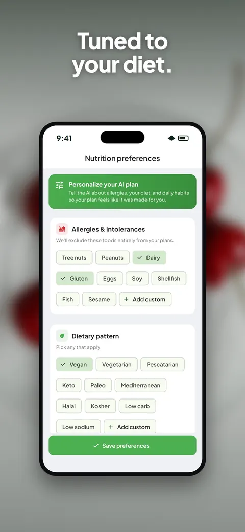 Wellix app analyzing a photo of a salad on iPhone — 9/10