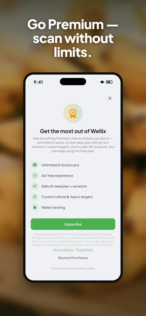 Wellix app analyzing a photo of a salad on iPhone — 10/10