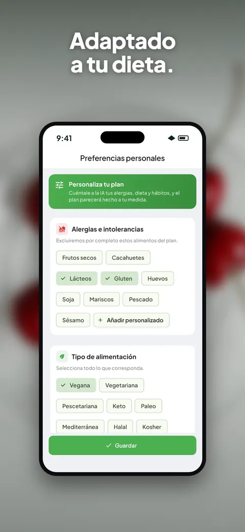 La app Wellix analizando la foto de una ensalada en un iPhone — 9/10