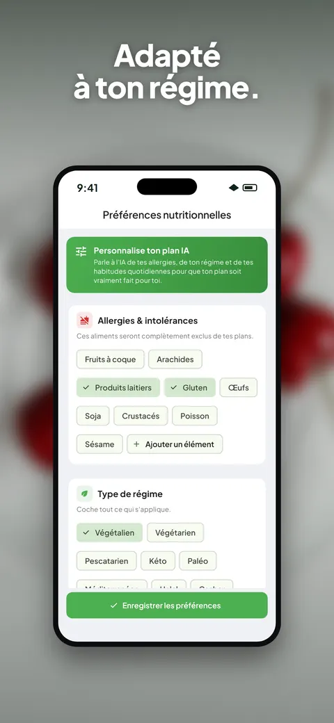L'app Wellix analysant la photo d'une salade sur iPhone — 9/10