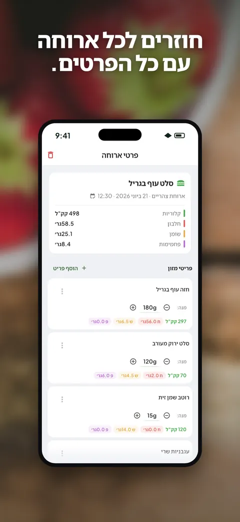 אפליקציית Wellix מנתחת תמונה של סלט באייפון — 6/10