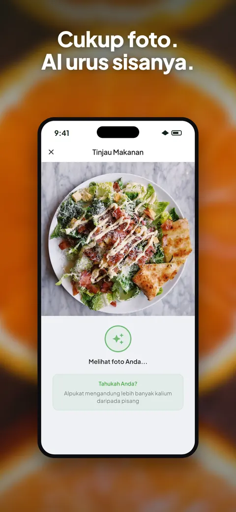 Aplikasi Wellix menganalisis foto salad di iPhone — 1/10