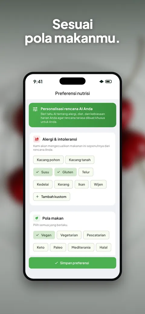 Aplikasi Wellix menganalisis foto salad di iPhone — 9/10