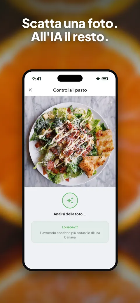 L'app Wellix che analizza la foto di un'insalata su iPhone — 1/10