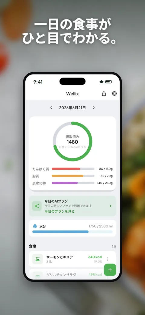 iPhoneでサラダの写真を分析するWellixアプリ — 4/10